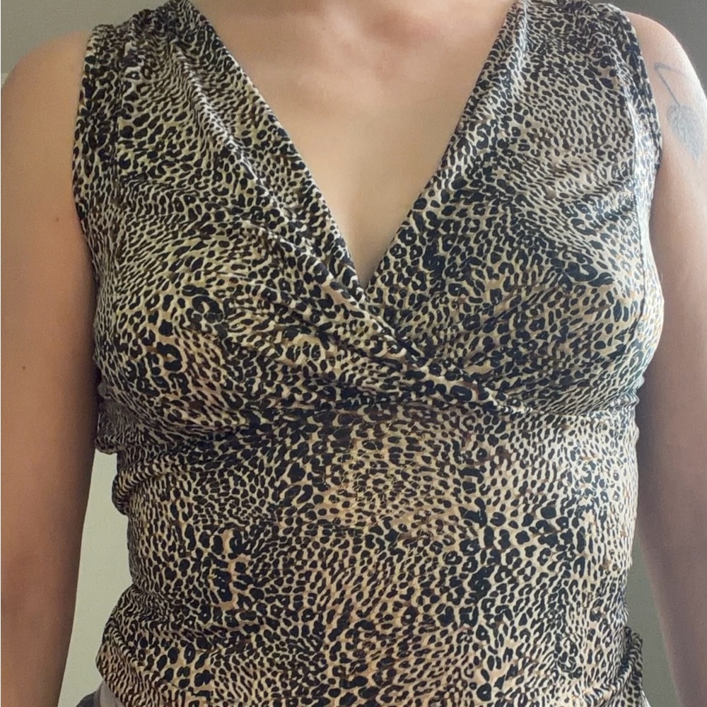 Van Heusen Leopard Print V-Neck Camisole - Brown & Black